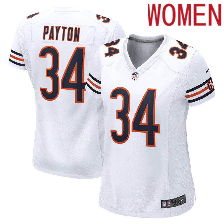 Women Chicago Bears 34 Walter Payton Nike White Retired Game NFL Jersey